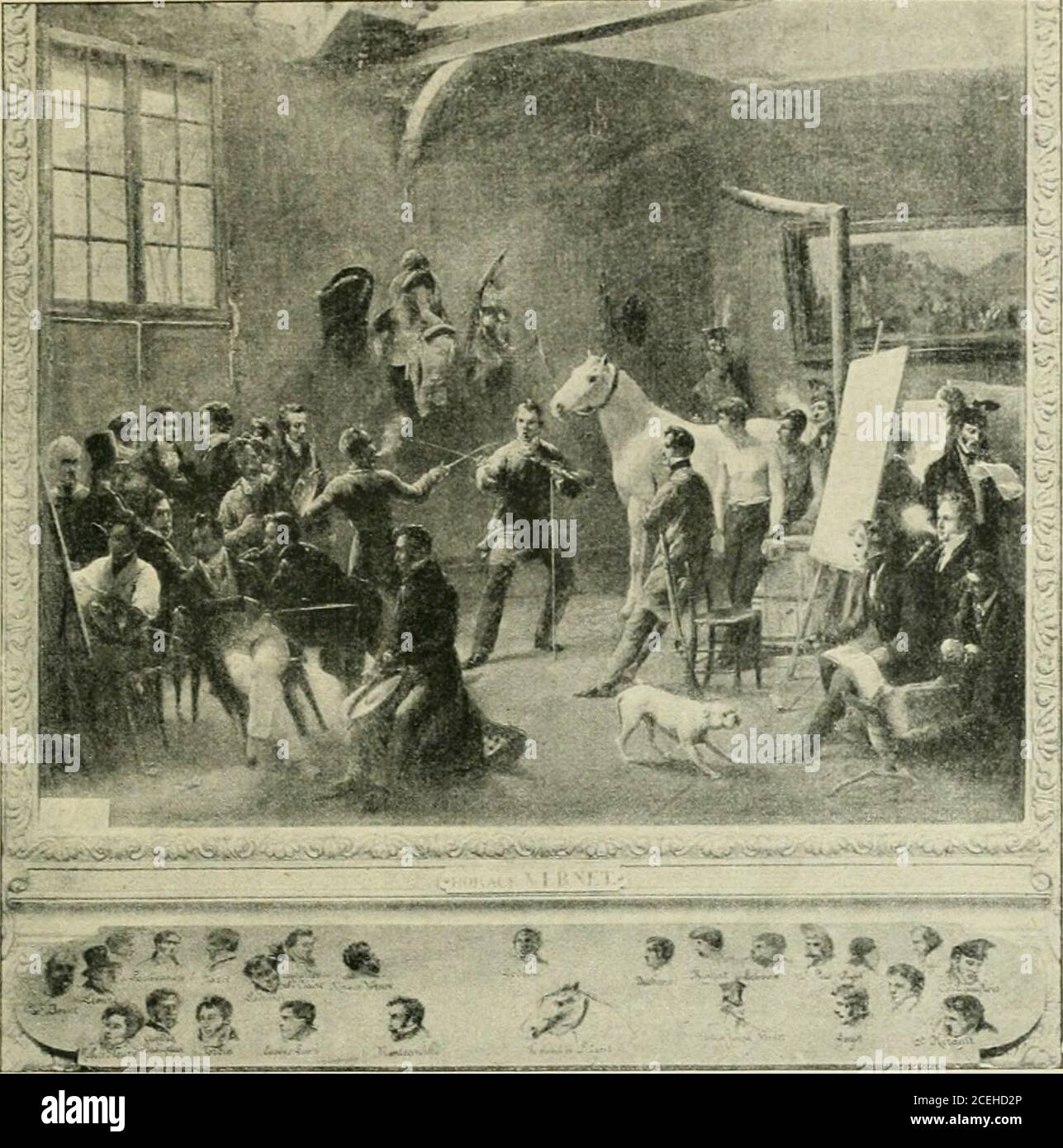 . Le monde moderne. ous lavonsdit, Joseph Vernet était concordat do-béir trop à la tyrannie de pro-grammes ridicules. Is que dadmi-rables coins dp nature, plis dombresniurnuirantes et fraî-ches, à lombre deses solennelles ruineset de ses fabriquesobsédantes ! Que déclaration vraie et profonde dans ses cielset de lumineuse etfrissonnante limpiditédans ses eaux 1 et puis notre petit-Corot laima pas avec-sion et létudia avecamour et avec fruit.cela ne suffit-il pastia sa gloire ? Ce fut lannéemôme où pleure JO-seph crnet (1789),que son fds Carie,(limit le nom étaitdéjà célèbre, entra àr.VC Banque D'Images
