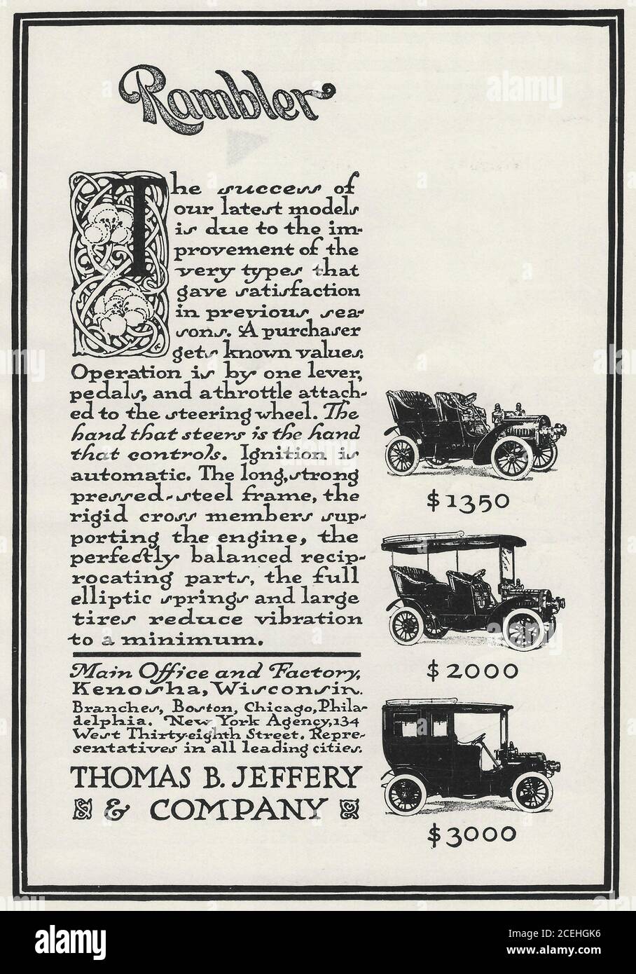 Publicité pour Rambler automobile, vers 1920 Banque D'Images