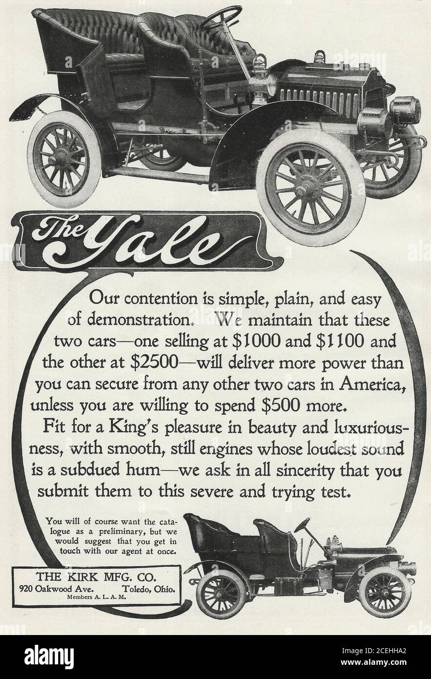 Publicité pour l'automobile Yale, vers 1920 Banque D'Images