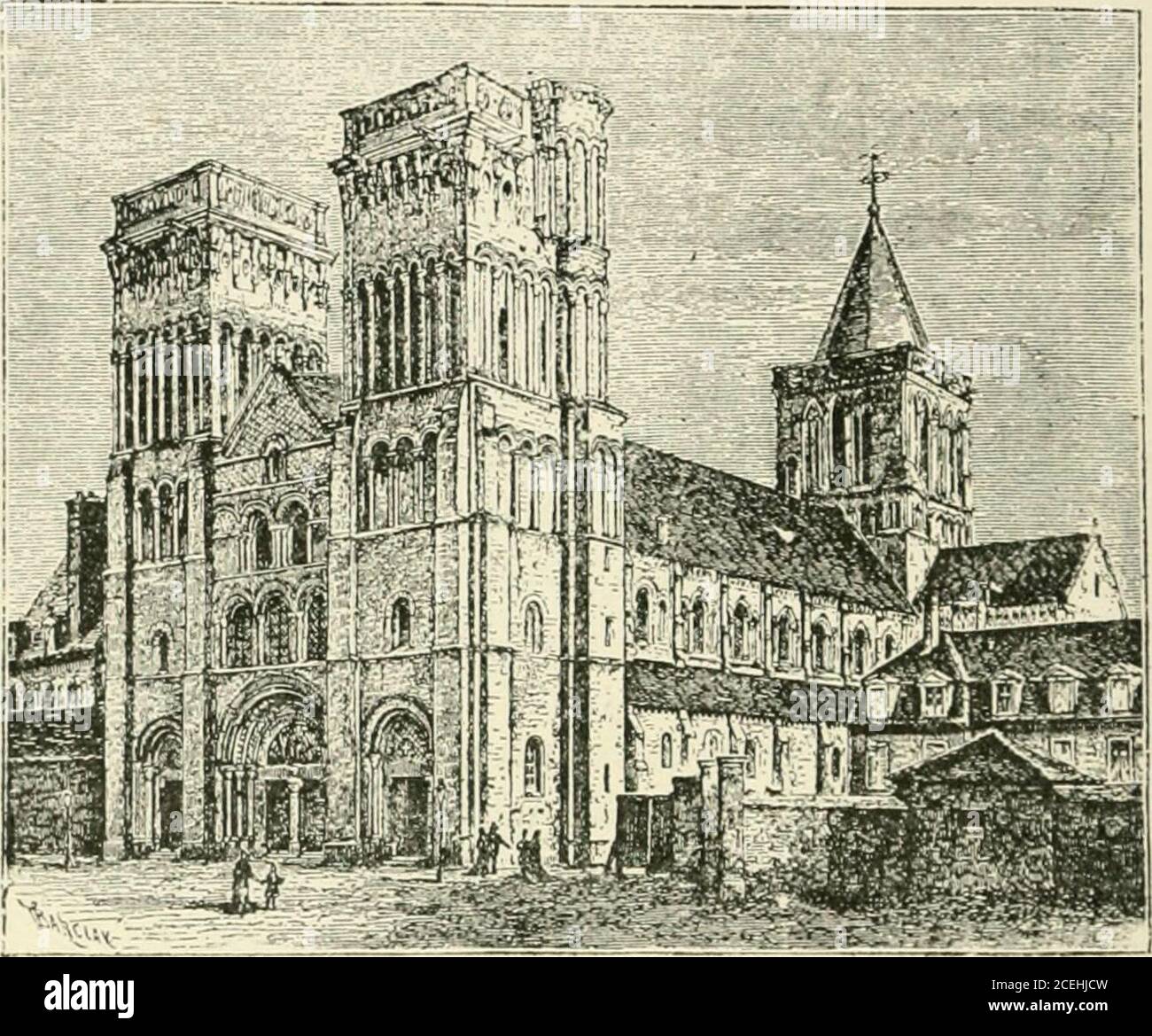 . L'histoire de l'architecture: Un aperçu des styles dans tous les pays. Onsof la plupart des architectes normands semblent avoir été assimi-latés à Caen; et dans le front ouest de Saint-Etiennone peut même descendre le vrai précurseur des façades de Latergothic. Saint-Etienne (Fig 122) a été fondée par William theConqueror {vers 1064) en expiation pour son mariage avec Matilda, fille du Comte des Flandres, elle ayant été précédemment divorcée sans la sanction des Churchs. Il a été commencé en 1066 par le Lanfranc braqué par le cele, après l'archevêque de Canter-bury, est clair, sobre et logique dans le traitement, et hasall t Banque D'Images