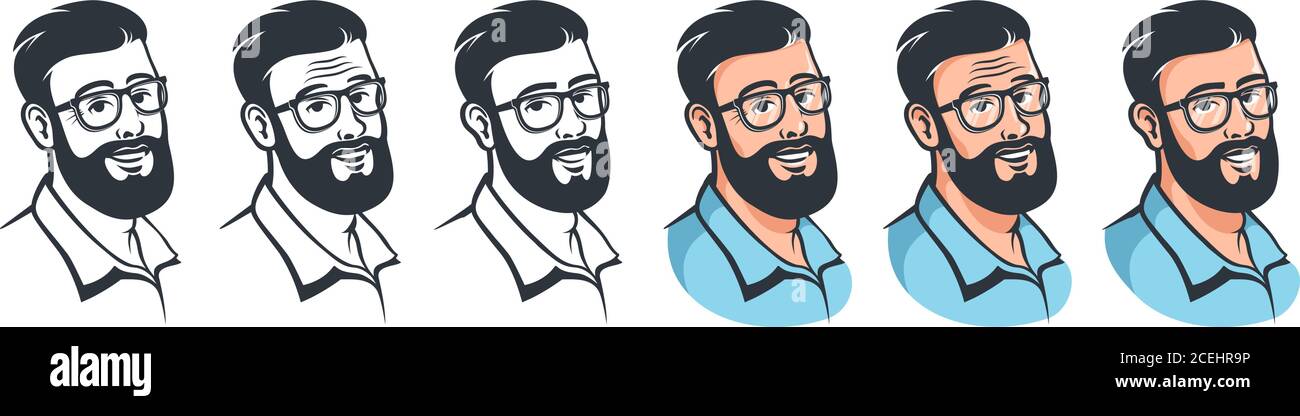 Homme avec barbe et lunettes - style rétro Illustration de Vecteur