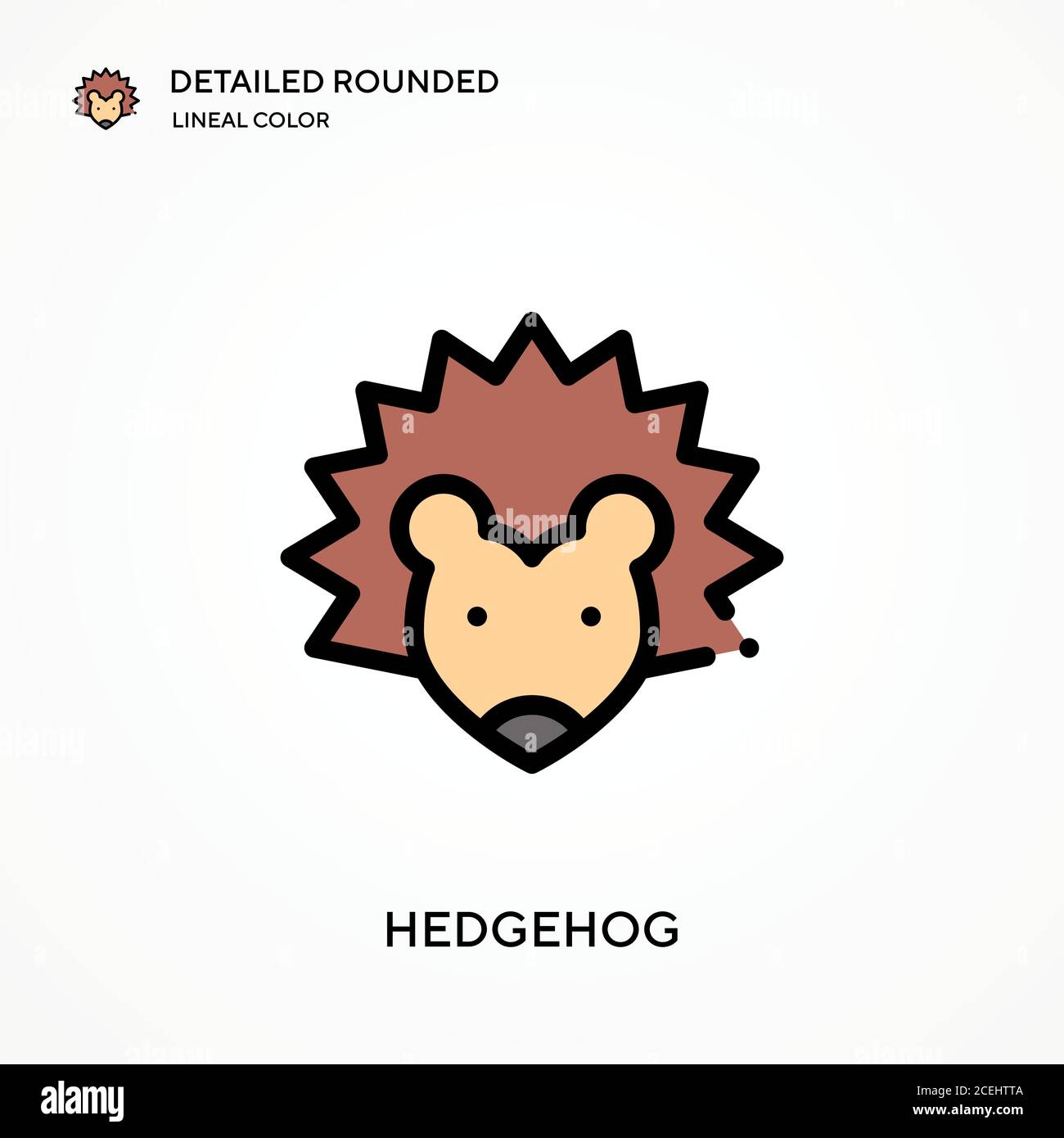 Icône de vecteur de couleur de ligne arrondie et détaillée Hedgehog. Modèle de conception de symbole d'illustration pour élément d'interface utilisateur Web mobile. Pictogramme moderne de couleur parfaite sur e Illustration de Vecteur