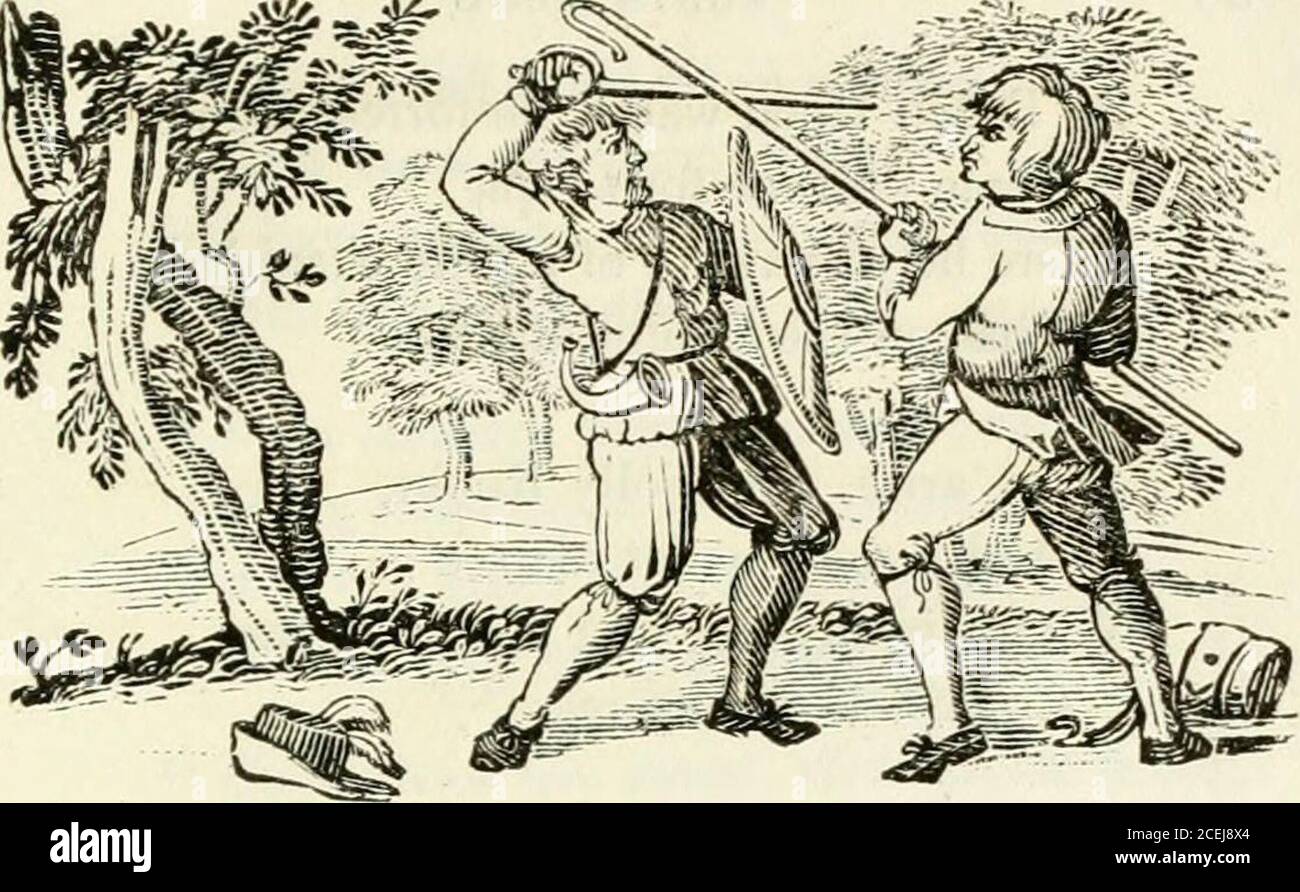 . Robin des Bois; un recueil de tous les anciens poèmes, chansons, et ballades, maintenant existants, par rapport à ce célèbre hors-la-loi anglaise, à qui sont préfixés des anecdotes historiques de sa vie. ■■ / ift-EIS*. IX NOBLN HOOD ET LE BERGER. Comment Robia Hood, Little John et les Shepherdont combattu un combate douloureux. Le berger a lutté pour vingt livres, et Robin pour la bouteille et le sac, mais le berger a puté, leur a donné la rouse, si douloureux ils ne pouvaient pas remuer. Tune is, Robin Hood et la reine Katherine. De deux anciennes copies de lettre noire, l'une dans la collection d'Anthony a Wood, l'autre dans celle de Thomas PE Banque D'Images