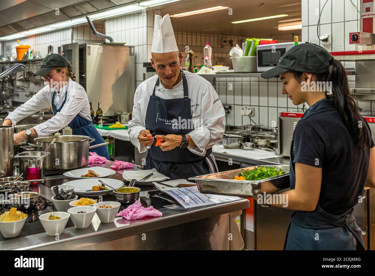 Cuisine de l'hôtel Lenkerhof, Lenk, Suisse. Stefan Lünse est le chef Banque D'Images