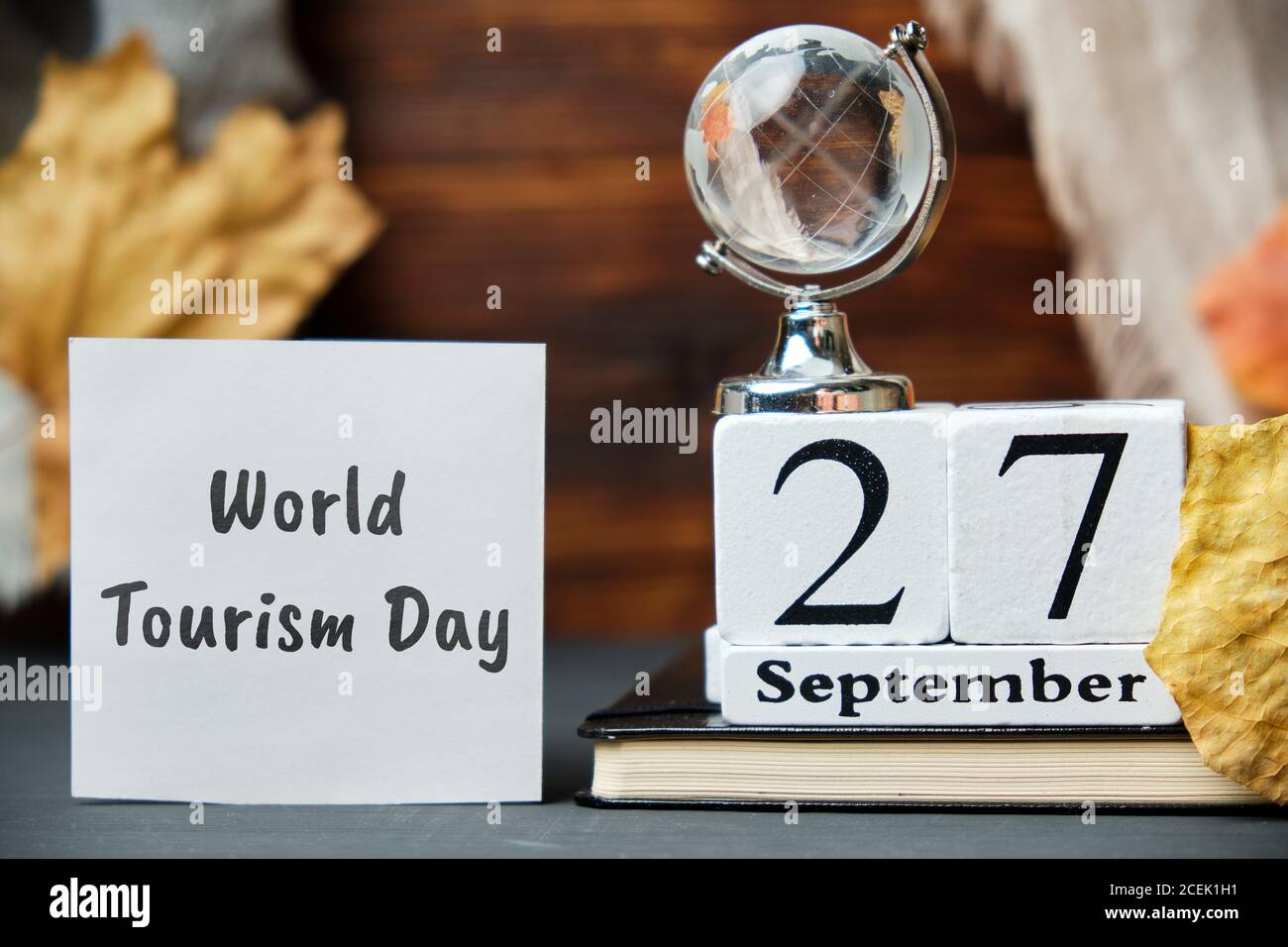 Journée mondiale du tourisme d'automne mois calendrier septembre. Banque D'Images