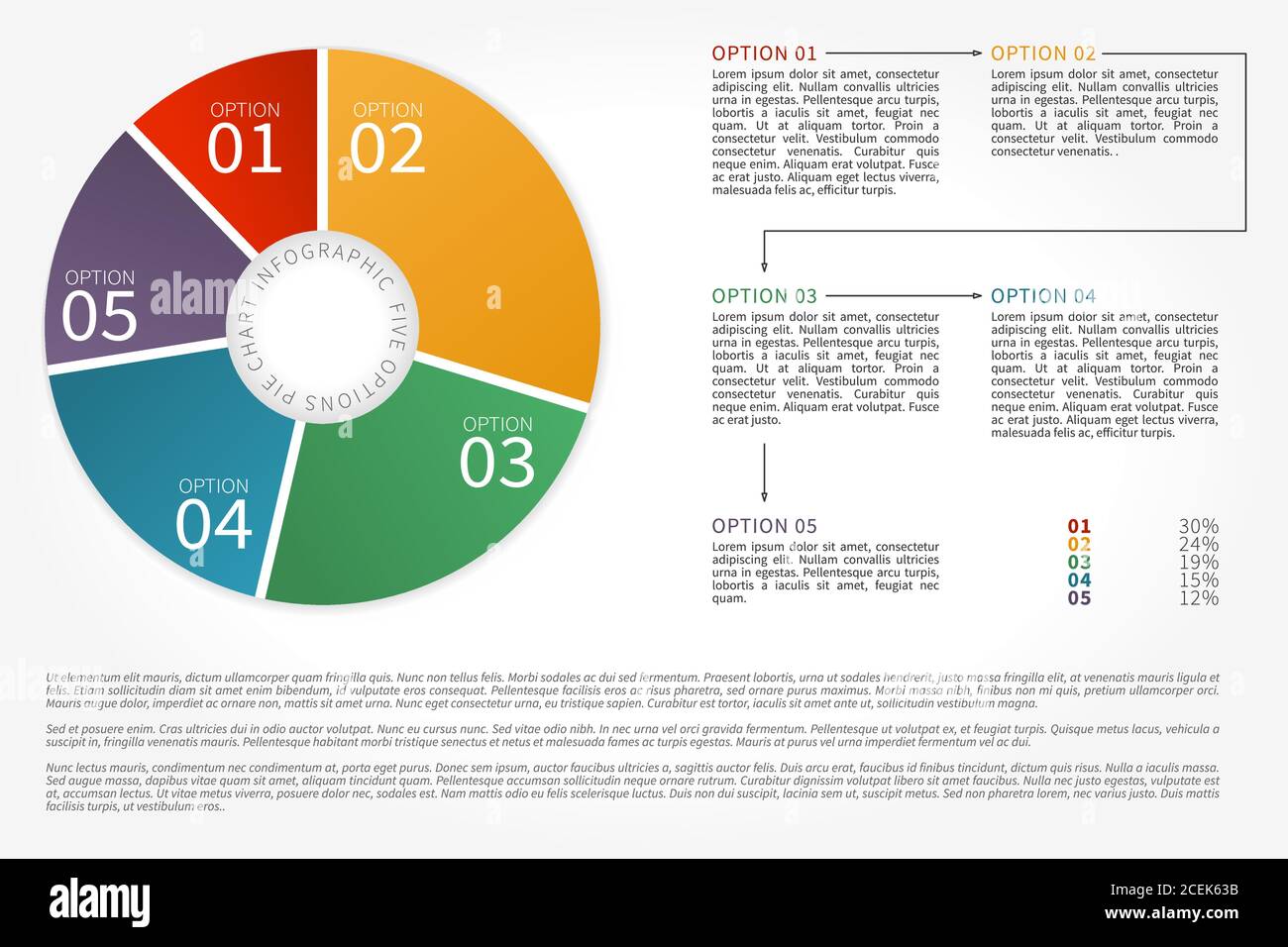 Infographie graphique circulaire à cinq options Illustration de Vecteur