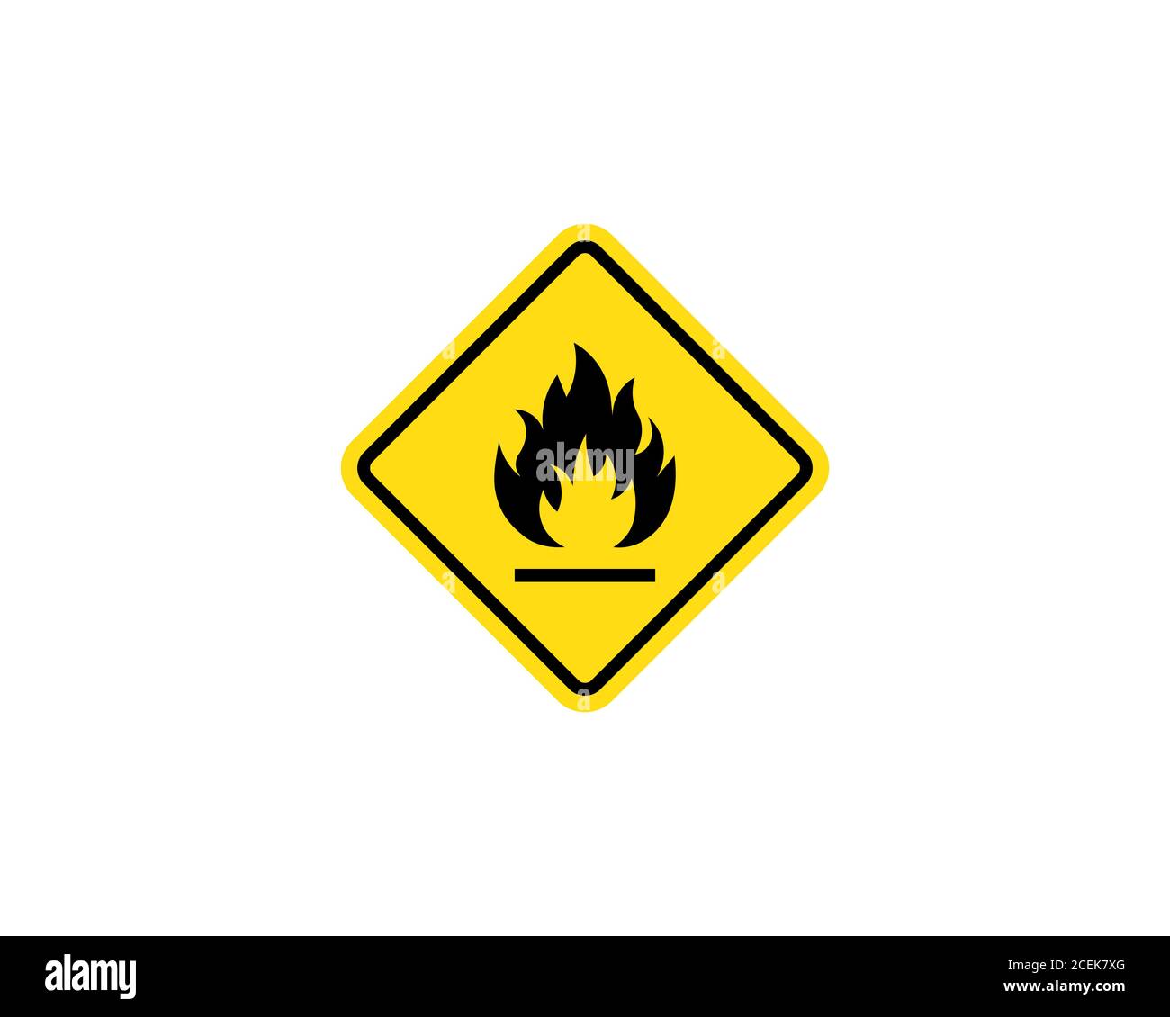 Panneau d'avertissement relatif aux matières inflammables. Panneau d'avertissement d'incendie en triangle jaune. Icône substances inflammables. Vecteur sur fond blanc isolé. SPE 10 Illustration de Vecteur