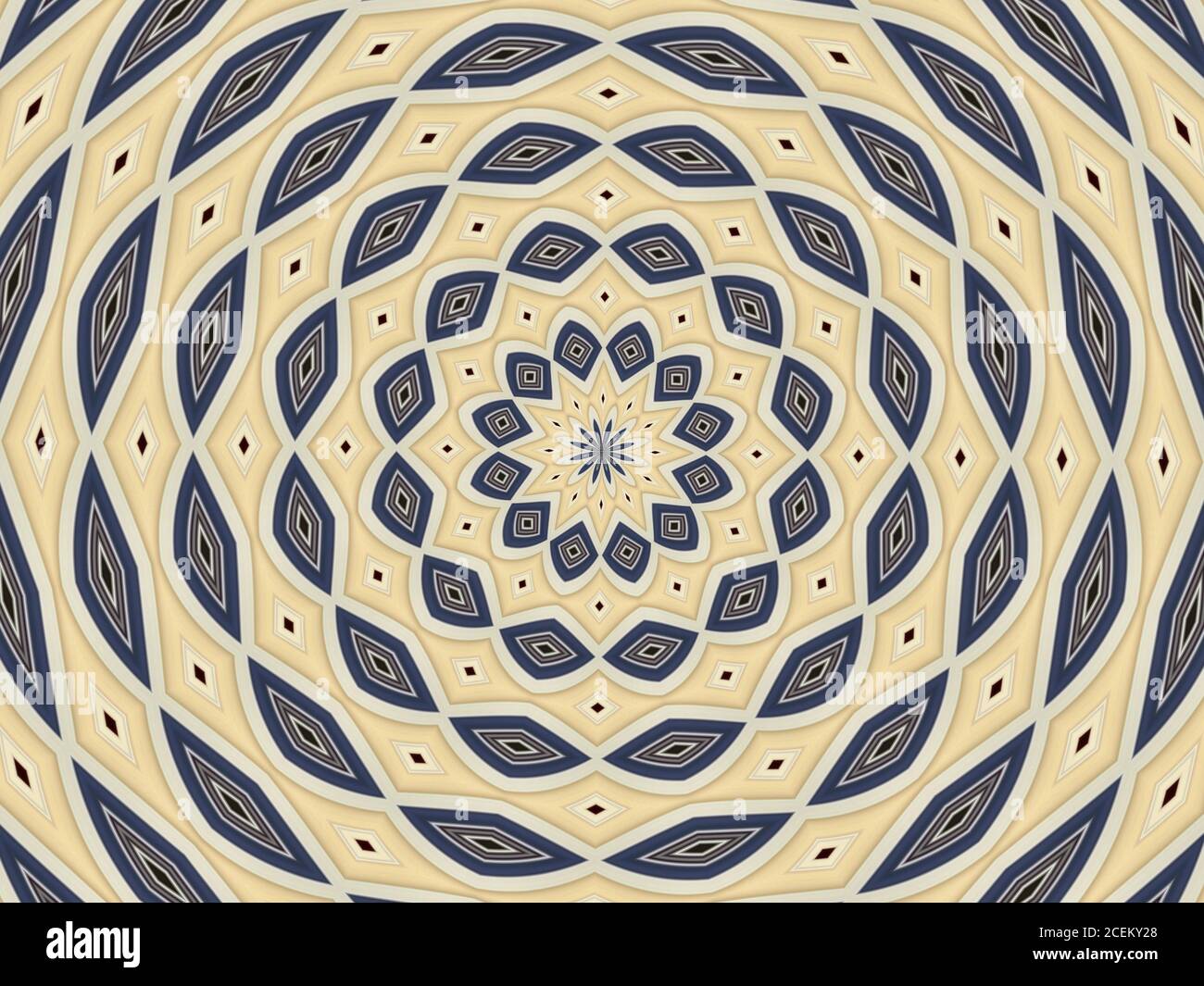 Illustration de tourbillon kaléidoscopique en bleu et jaune Banque D'Images