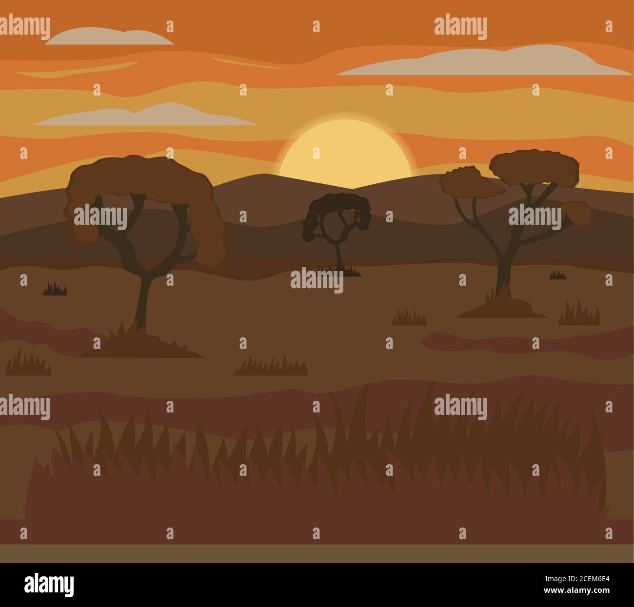 Illustration de la conception vectorielle de l'Afrique paysage fond Illustration de Vecteur