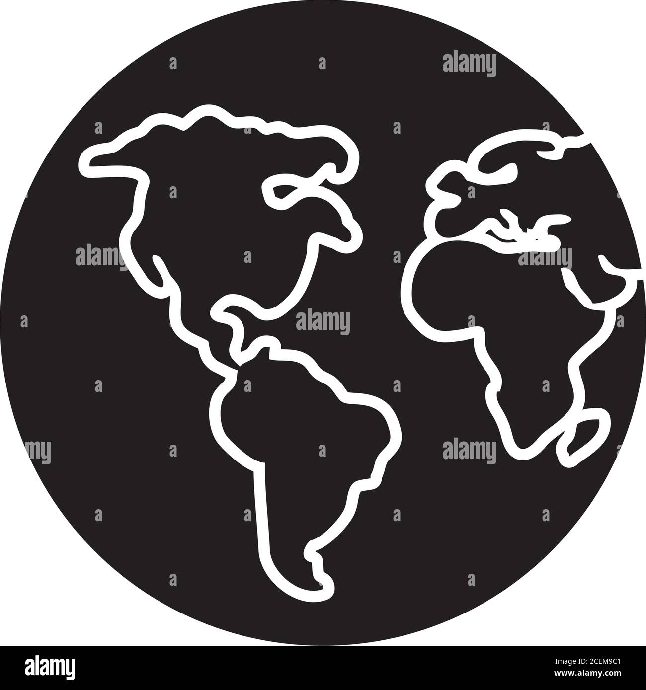 icône planète terre sur fond blanc, style de silhouette, illustration vectorielle Illustration de Vecteur