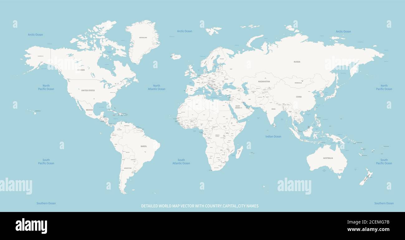 carte du monde. vecteur détaillé de la carte des pays du monde pour l'arrière-plan de l'infographie. Illustration de Vecteur