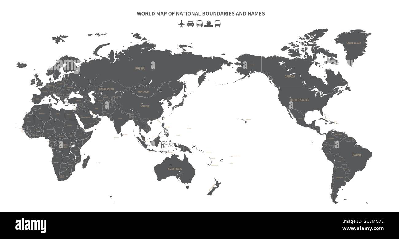 carte du monde. vecteur détaillé de la carte des pays du monde pour l'arrière-plan de l'infographie. Illustration de Vecteur