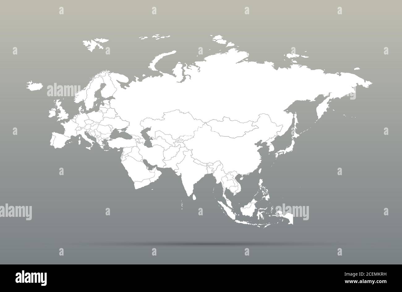 Carte vectorielle des pays d'Eurasie. carte continentale de l'europe et de l'asie. Illustration de Vecteur
