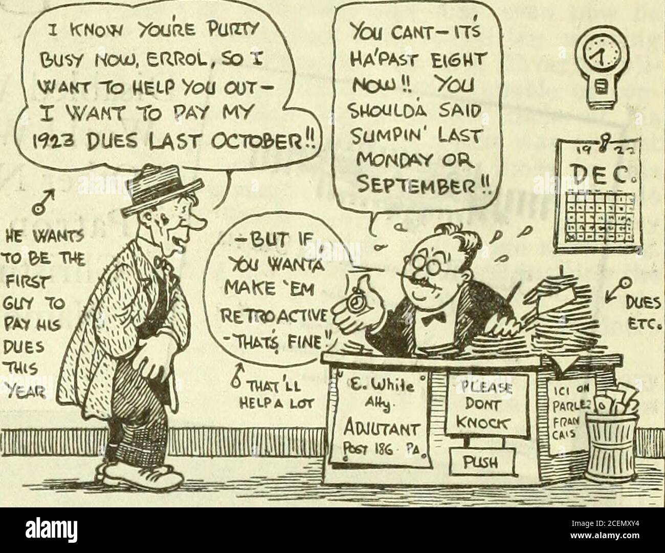 . The American Legion Weekly [Volume 4, No 50 (15 décembre 1922)]. Tay vos pènes en pnies ano petit changement. (T (makesIT ressemble beaucoup plus à TWE p.fo. Pense mesBaoc OK -LE Rhin ■ nvith -wt A op o- im a crm» SAM£ PavOAVo BESIt&gt;es, IL JUSTE Jiotes SUR CCUNTIM6 MONEV. Par Wallgren WovN À AVOtP BE(NC» VAM AVEC VOS cotisations ^9i^3.. Payez-les maintenant , v/ith tme stipulatiom que thev /^rseMADE rétroactif » dans TWts Way VC?u ne l'est pas tant QUE &gt;m OTHEtiVWlSE VXtXlLD À CE MOMENT /SEOiUSE yoUFlfeURE WAT VouvE ALREAOy A PASSÉ QUELQUES TLIWESE aide à BESA60-. LE. DERNIER M LOURD Banque D'Images