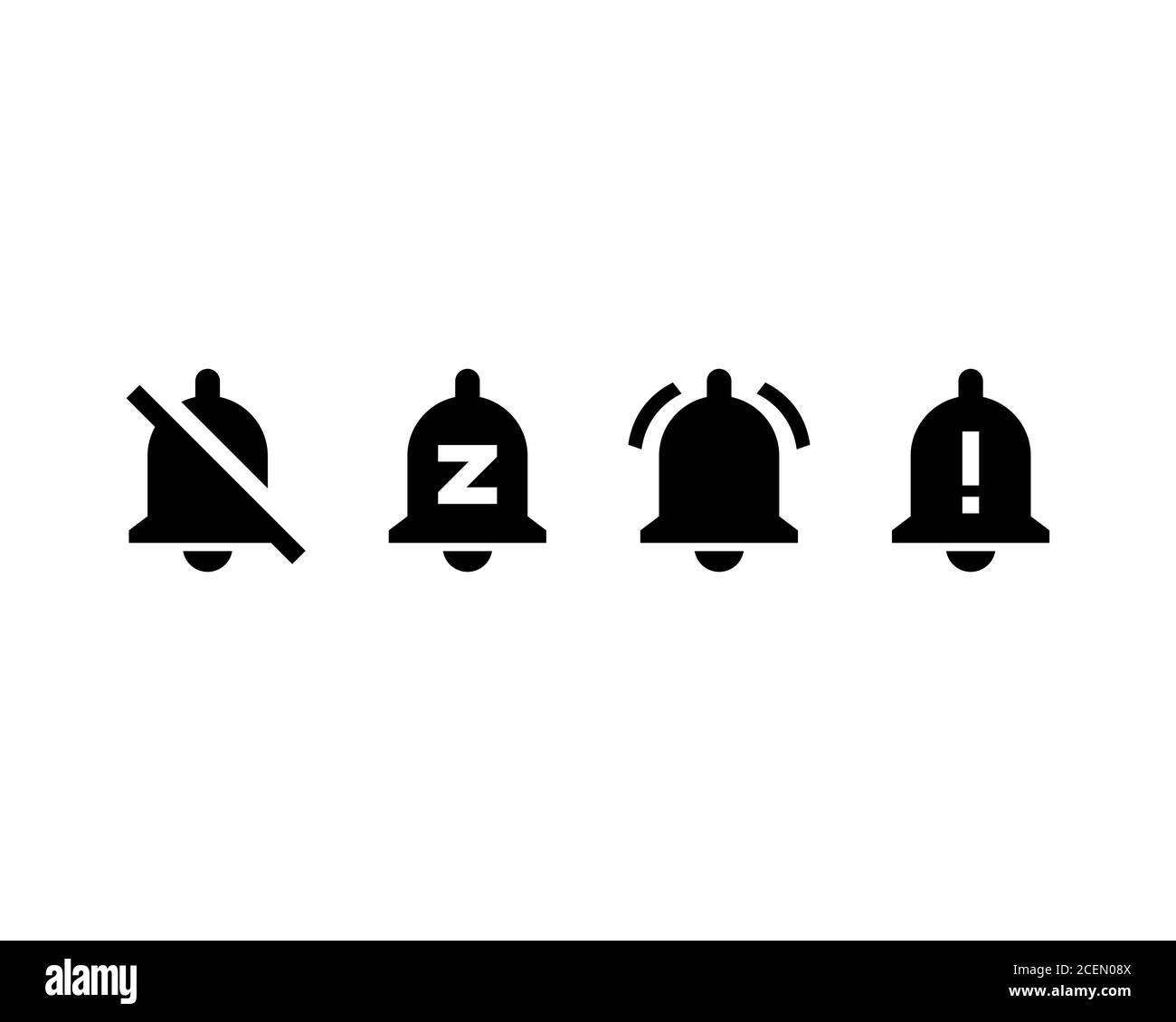 Icône sonnerie de notification définie. Alarme de messagerie. Les rappels de canal sonnent. Vecteur sur fond blanc isolé. SPE 10 Illustration de Vecteur