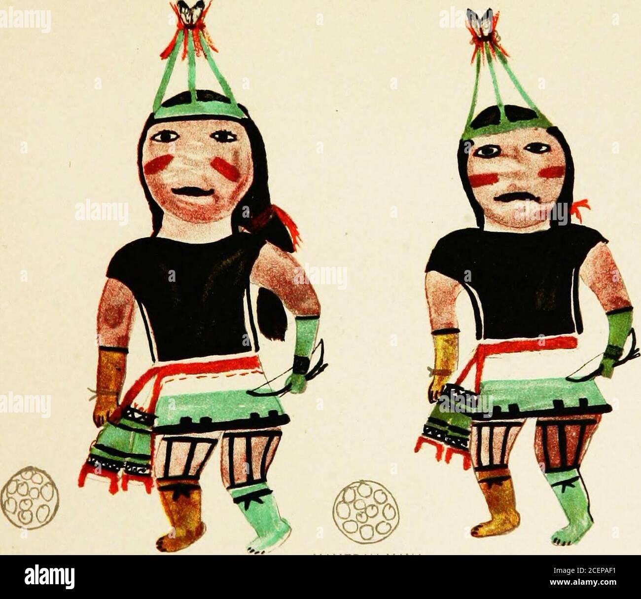 . Hopi Katcinas dessiné par des artistes autochtones. ^0 3 LAKONE MANA. MAMZRAU MANA HELIOTYPE CO., BOSTON. Banque D'Images