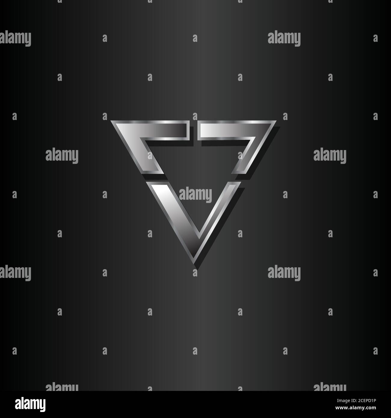 Triangle moderne avec métal de couleur sur fond noir. Emblème du symbole triangulaire. Illustration vectorielle EPS.8 EPS.10 Illustration de Vecteur