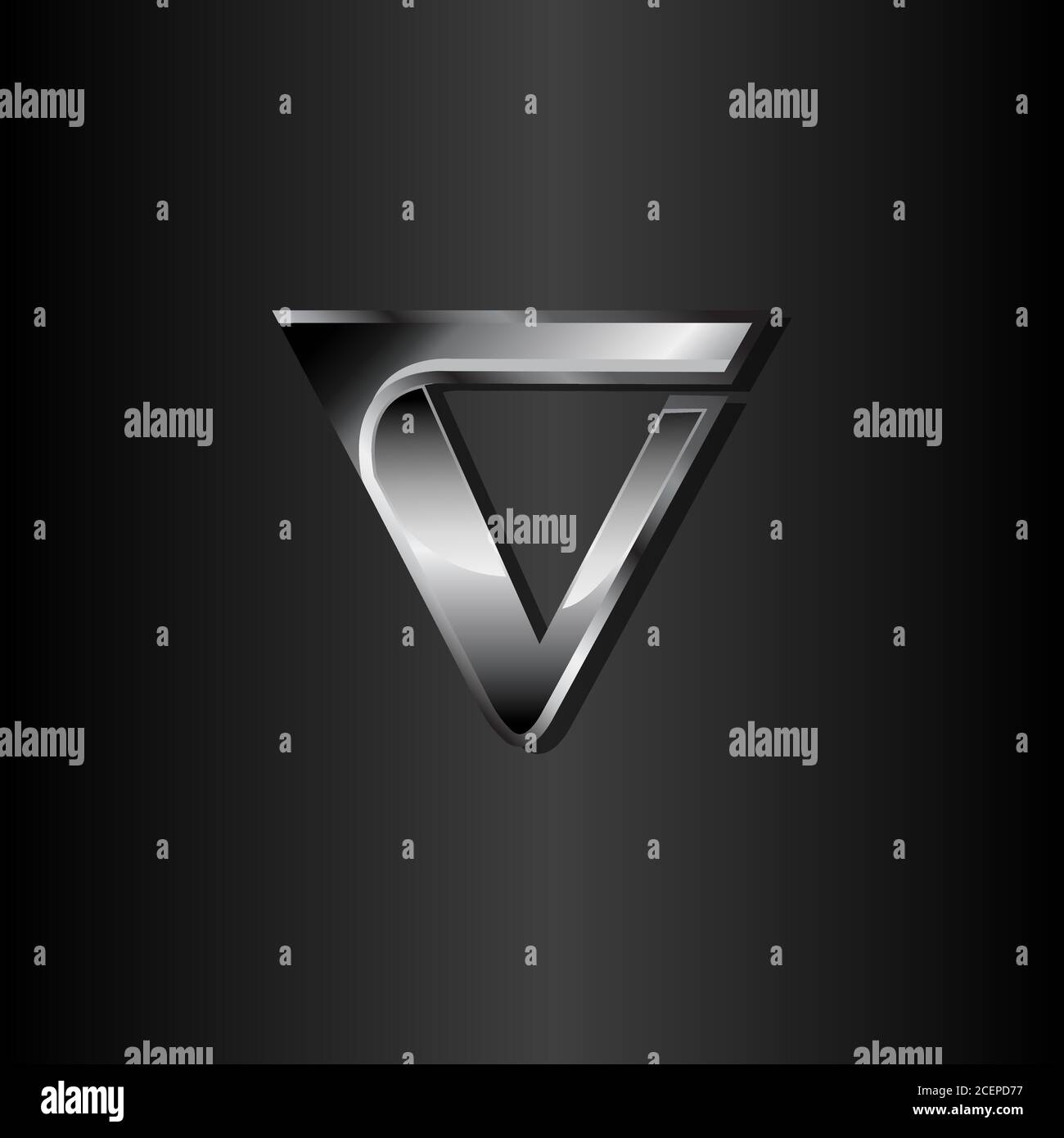 Triangle moderne avec métal de couleur sur fond noir. Emblème du symbole triangulaire. Illustration vectorielle EPS.8 EPS.10 Illustration de Vecteur