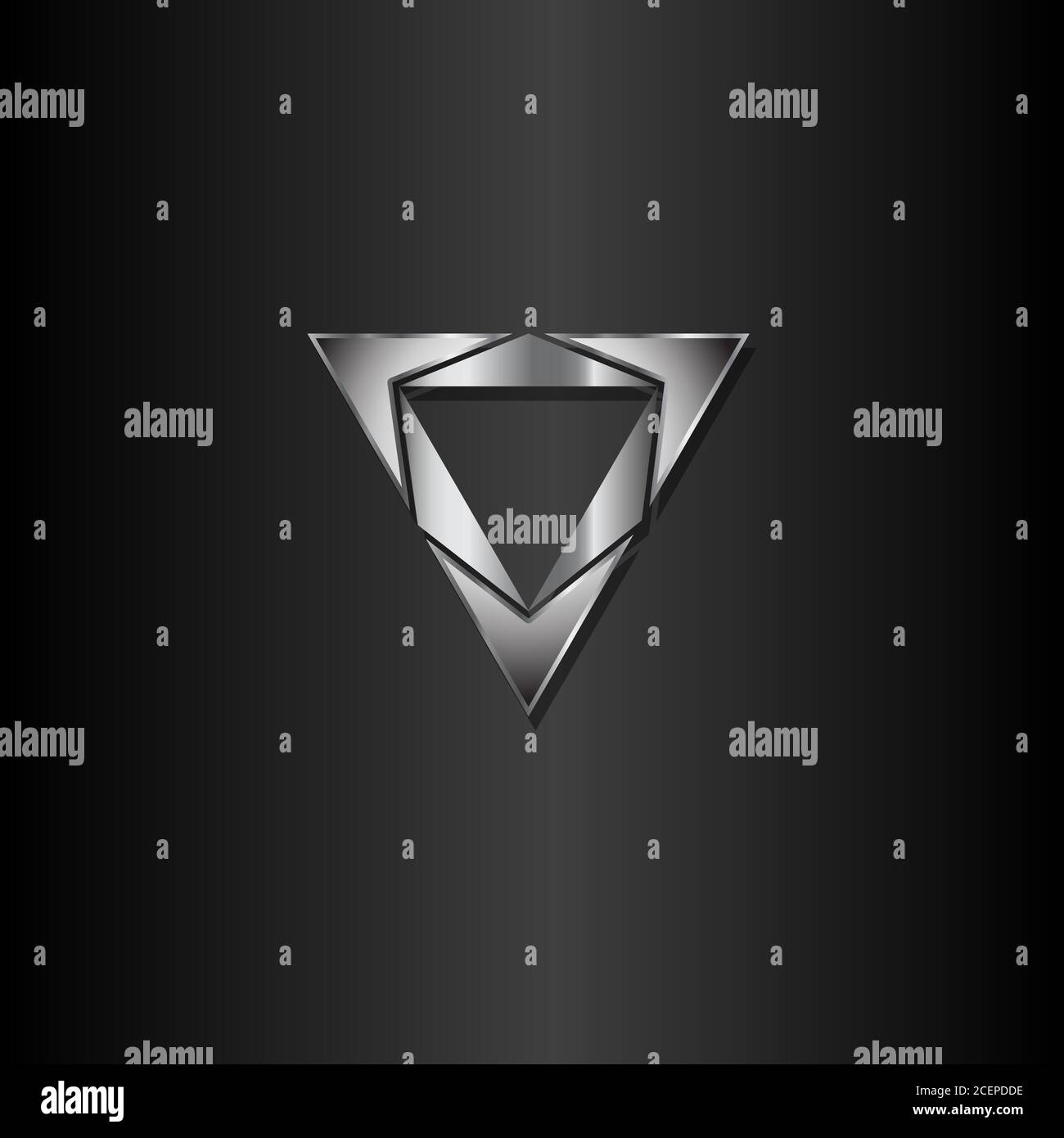Triangle moderne avec métal de couleur sur fond noir. Emblème du symbole triangulaire. Illustration vectorielle EPS.8 EPS.10 Illustration de Vecteur