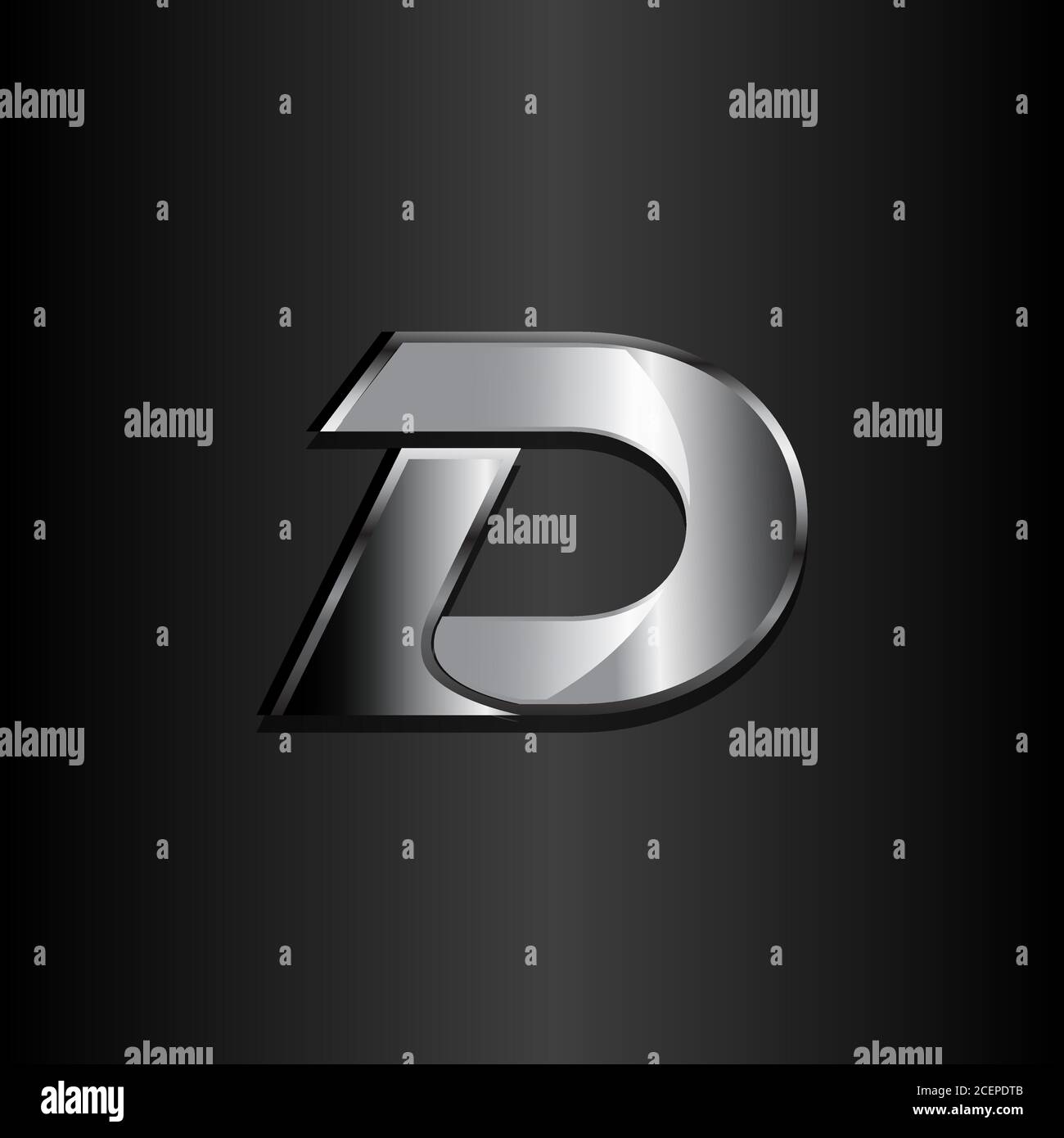 Design moderne lettre d avec métal de couleur sur fond noir. Emblème de la lettre D. Illustration vectorielle EPS.8 EPS.10 Illustration de Vecteur