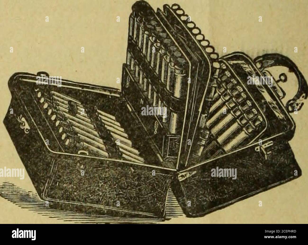 . Médecine moderne et revue bactériologique. Truments À UN ^9 1*9 GRAND ISCOUNT DES PRIX CATALOGUE HABITUELS. Écrivez-nous les prix des instruments, en nous appelant les autres instruments que vous souhaitez. VACCIN. Points de vaccin pour bovins frais, garantis, postpayés,12 points pour «f*» CET élégant étui cartable,Prix habituel, 8.00 $ 12.00 contient 20 trois drachmes, 11 quatre drachmes, 20 bouteilles d'une once. Est de dix pouces de long, cinq de large, et sept de haut. Est fabriqué avec le meilleur Seal-&lt; cuir de pluie, cadres recouverts d'acier, fermoirs nickelés, lockand name-plate. Comporte des poches, des instruments, des boucles et une boîte pour seringue hypodermique et thermomètre. B FIXE Banque D'Images