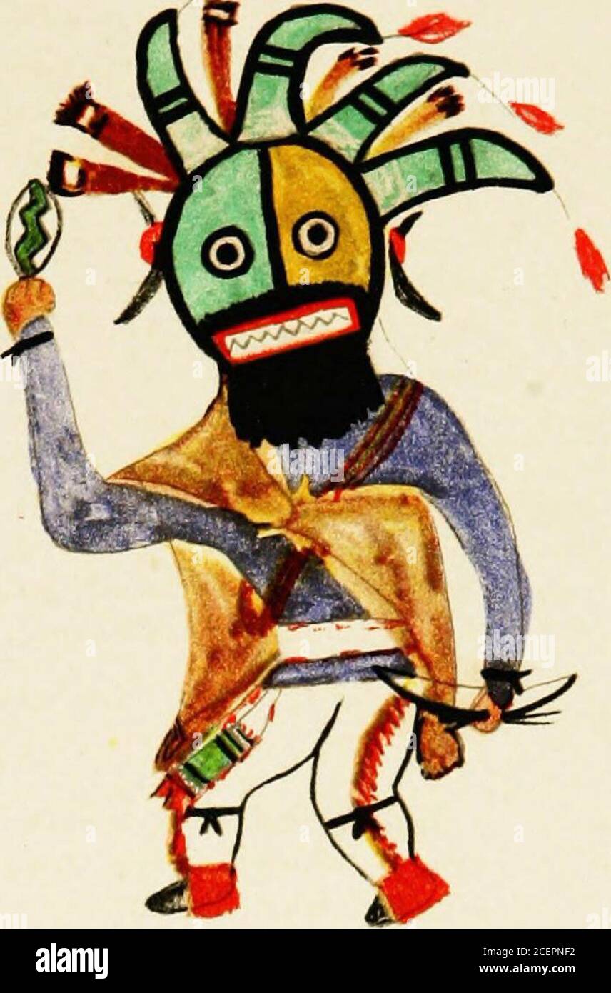 . Hopi Katcinas dessiné par des artistes autochtones. CLAN ISAUU). CLAN DE POHAHA ITE) Banque D'Images