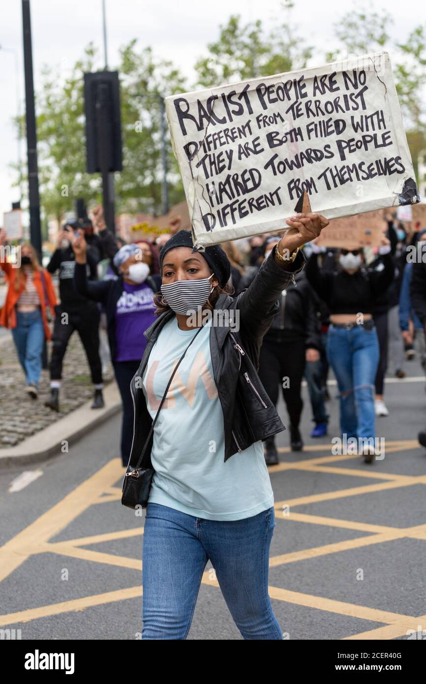 Manifestant, Black Lives Matter, Londres, 29 août 2020 Banque D'Images