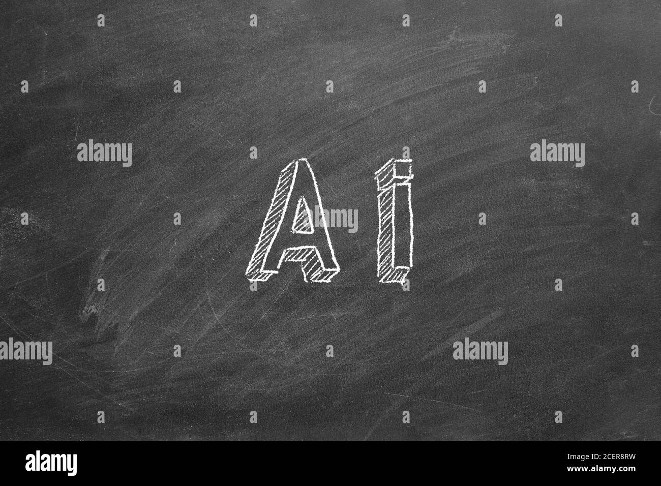 Main dessin texte ai sur tableau noir. Banque D'Images