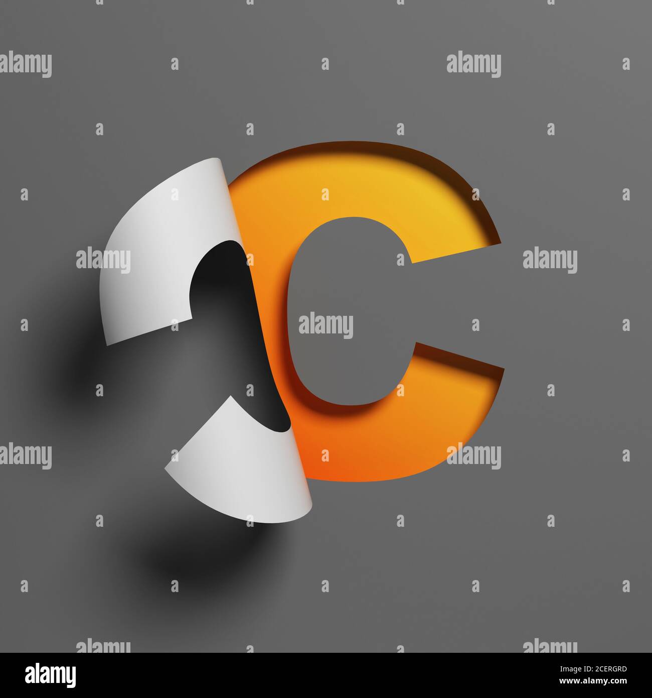 Curl papier police 3d rendu lettre C Banque D'Images