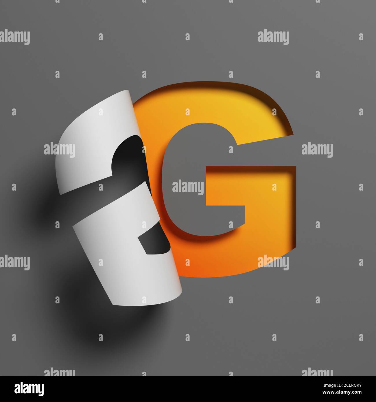 Curl papier police 3d rendu lettre G Banque D'Images