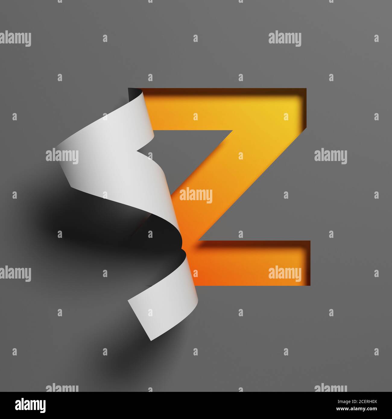 Curl papier police 3d rendu lettre Z Banque D'Images