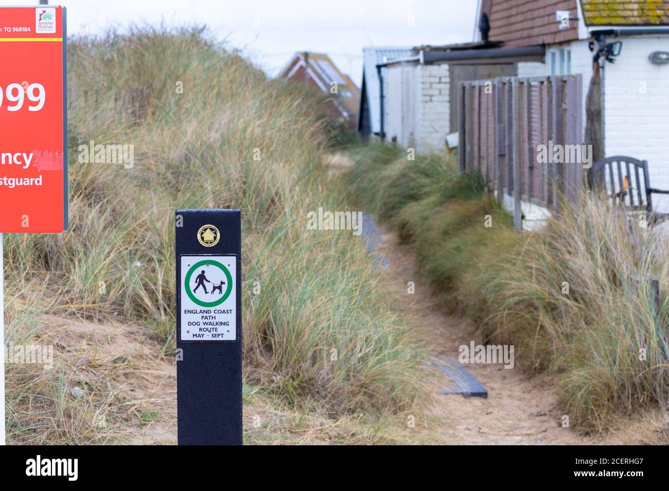 Route de randonnée pour chiens, chemin de la côte anglaise, cambre, est du sussex, royaume-uni Banque D'Images