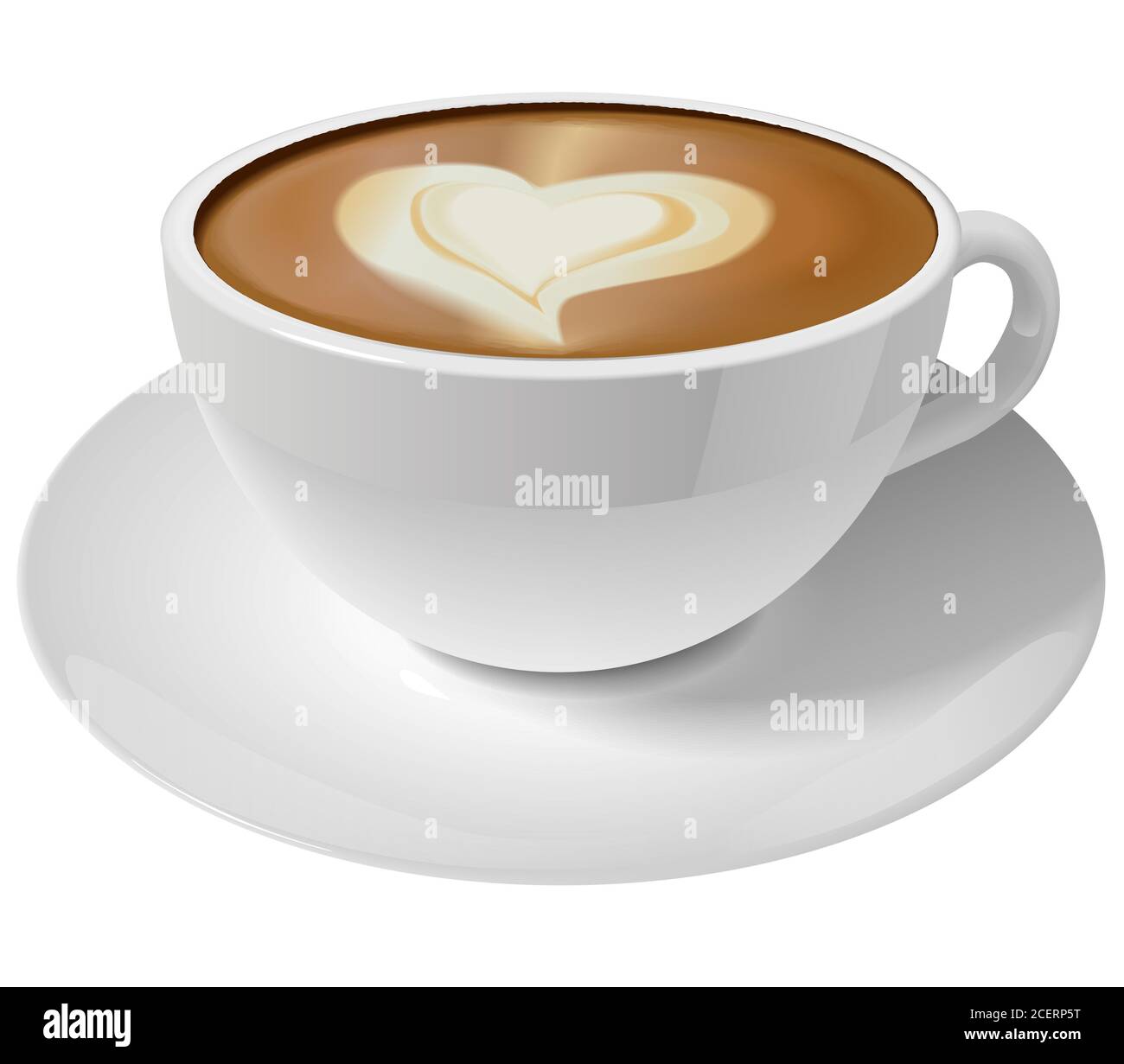 Tasse de cappuccino blanc isolée. Illustrations réalistes mugs pour le menu du café, design Banque D'Images