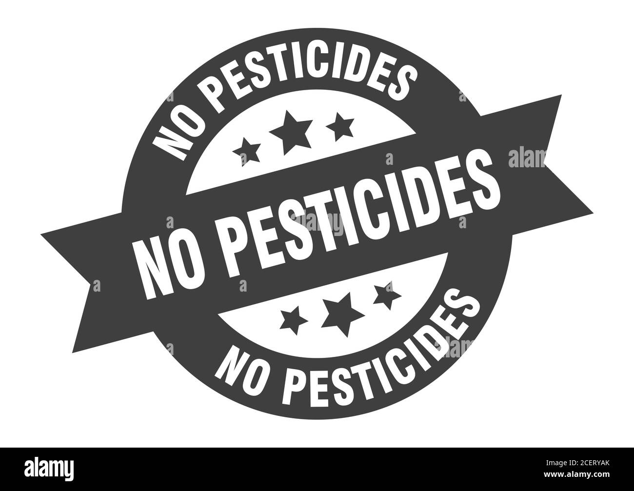 pas de panneau pesticides. autocollant rond isolé. étiquette ruban Illustration de Vecteur
