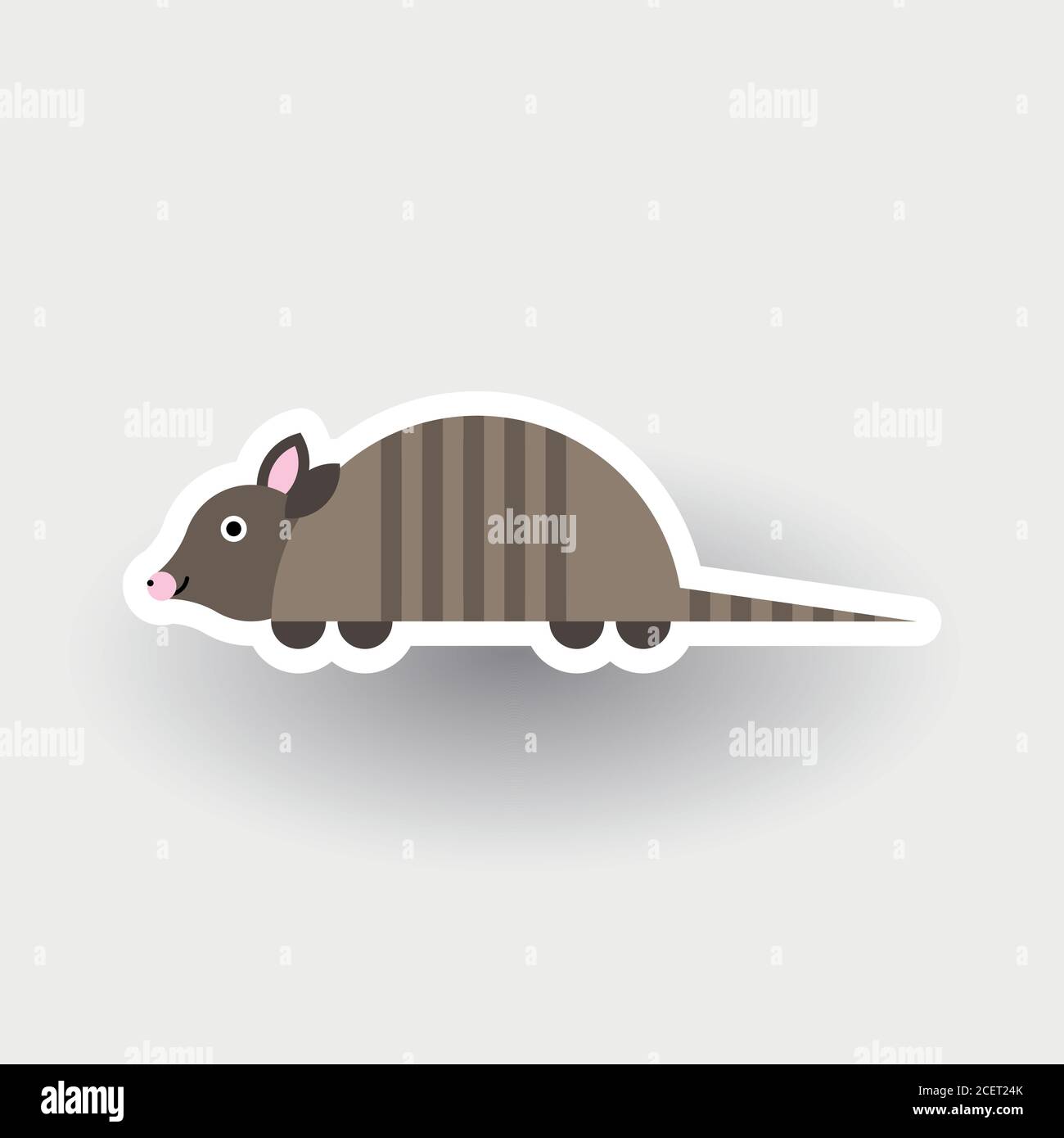 Happy Armadillo - drôle d'animal de dessin animé. Personnage des enfants. Illustration vectorielle simple avec ombre portée. Illustration de Vecteur