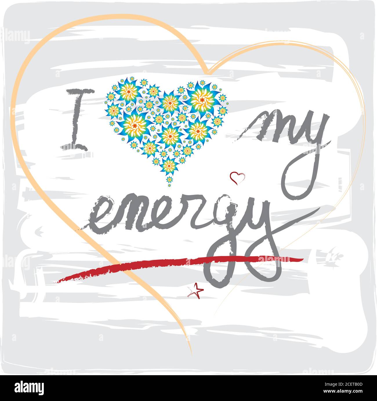 J'aime mon devis énergétique - des paroles avec des coeurs et Lettres manuscrites Illustration de Vecteur