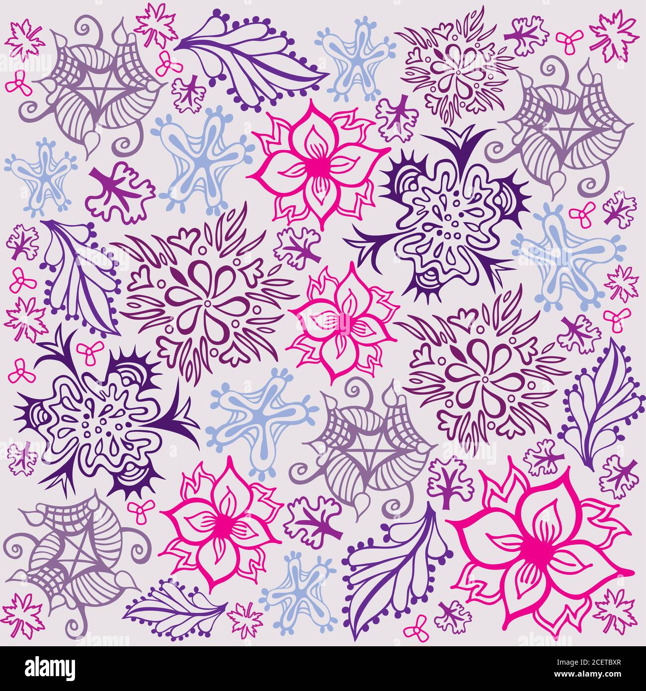 Motif fleur et feuillage - couleurs rose et violet - Jardin mystique Illustration de Vecteur