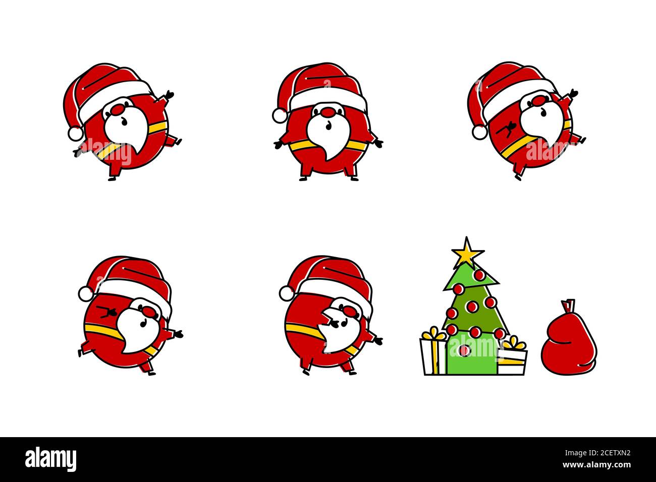 Logo « Flat Santa » dans un style art à la ligne Illustration de Vecteur