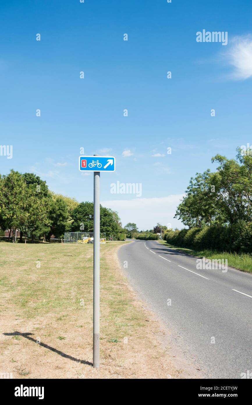 Parcours à vélo ! Panneau sur Fiskerton Road Cherry Willingham jun 2020 Banque D'Images