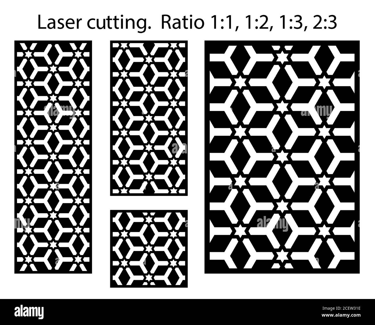 Écran de protection, modèle de clôture de confidentialité. Panneau vectoriel découpé au laser, écran, clôture, séparateur. CNC motif décoratif, design jali, élément intérieur. Islamique Illustration de Vecteur