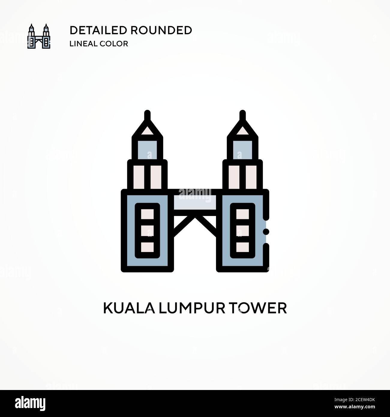 Icône représentant une tour de Kuala lumpur. Concepts modernes d'illustration vectorielle. Facile à modifier et à personnaliser. Illustration de Vecteur