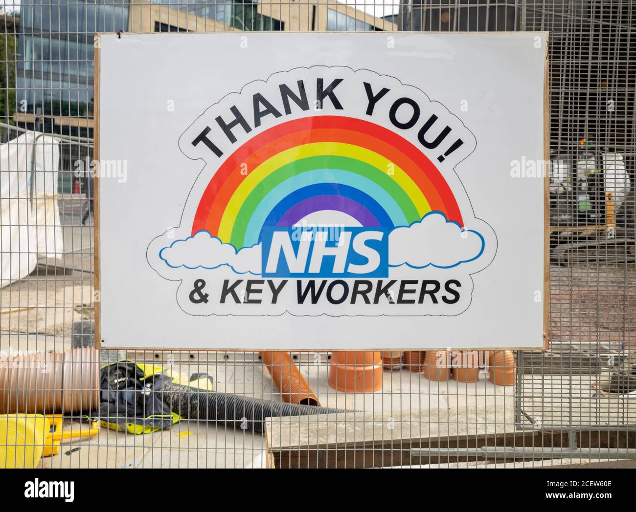 Merci de signer au NHS et Key Workers sur un chantier à Edimbourg. Banque D'Images