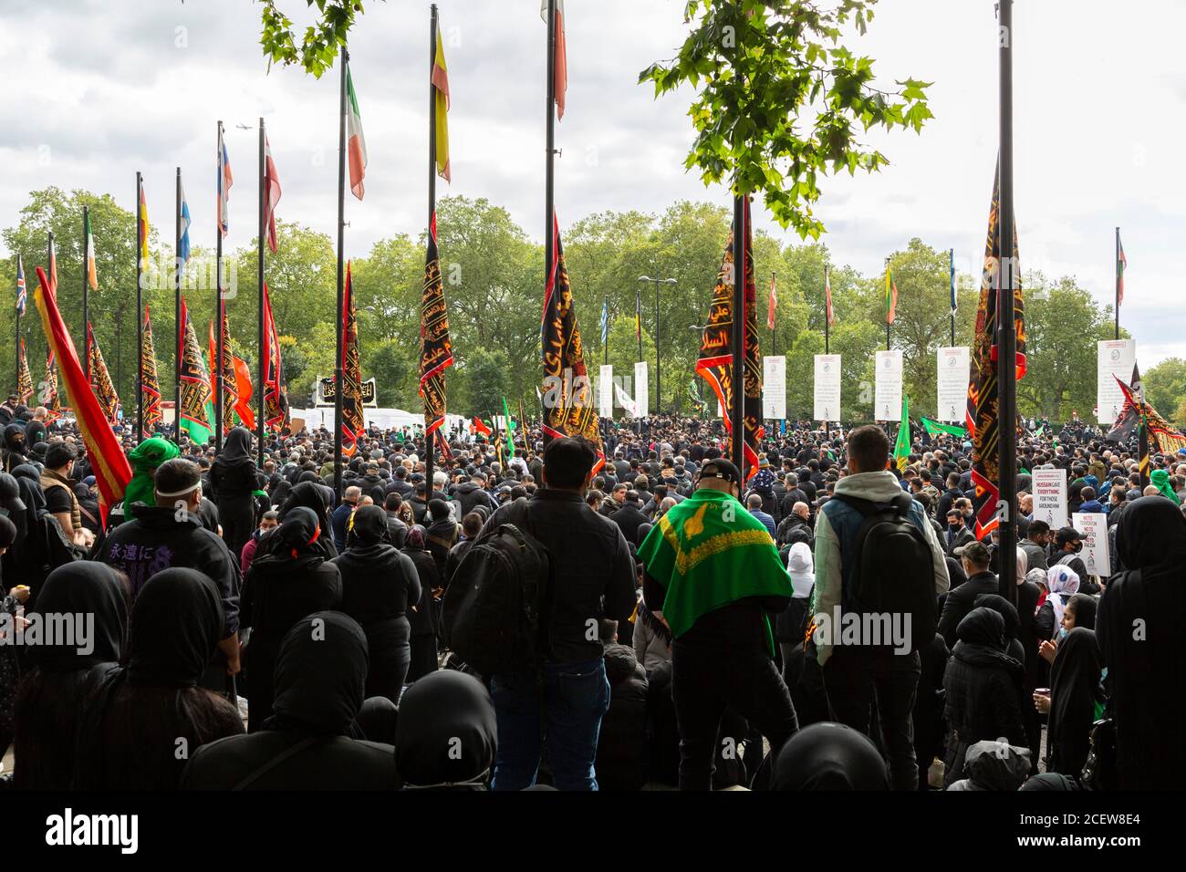 Une foule s'est rassemblée à Marble Arch lors de l'événement de la Journée de l'Ashura pour les musulmans chiites, Londres, 30 août 2020 Banque D'Images