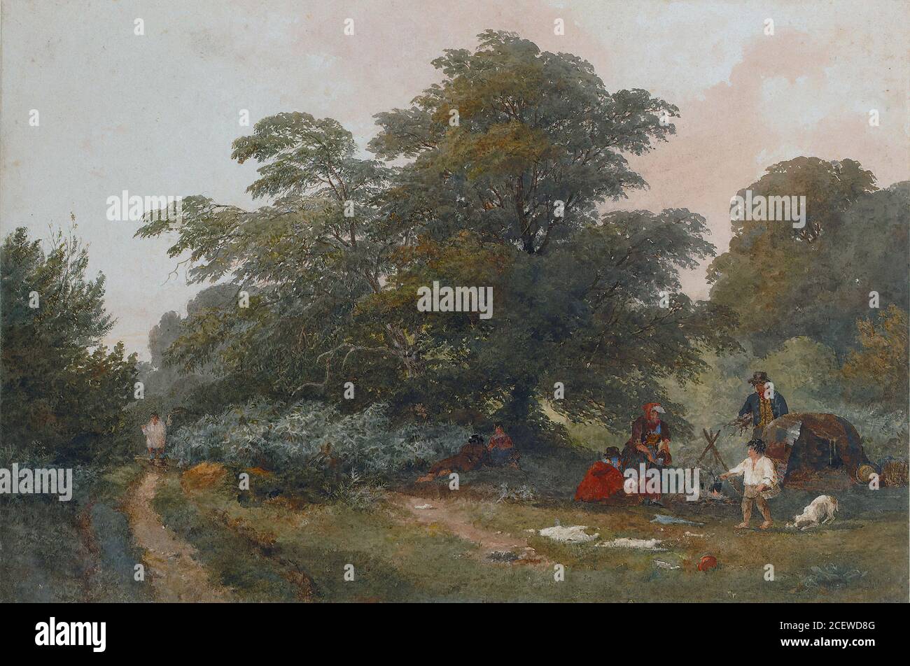 Austin Samuel - The Gypsy Camp - British School - 19e siècle Banque D'Images