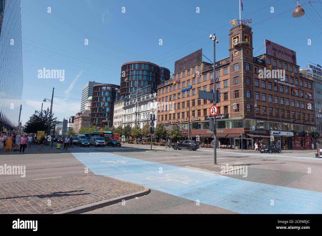 Pistes cyclables dans le centre de Copenhague Banque D'Images