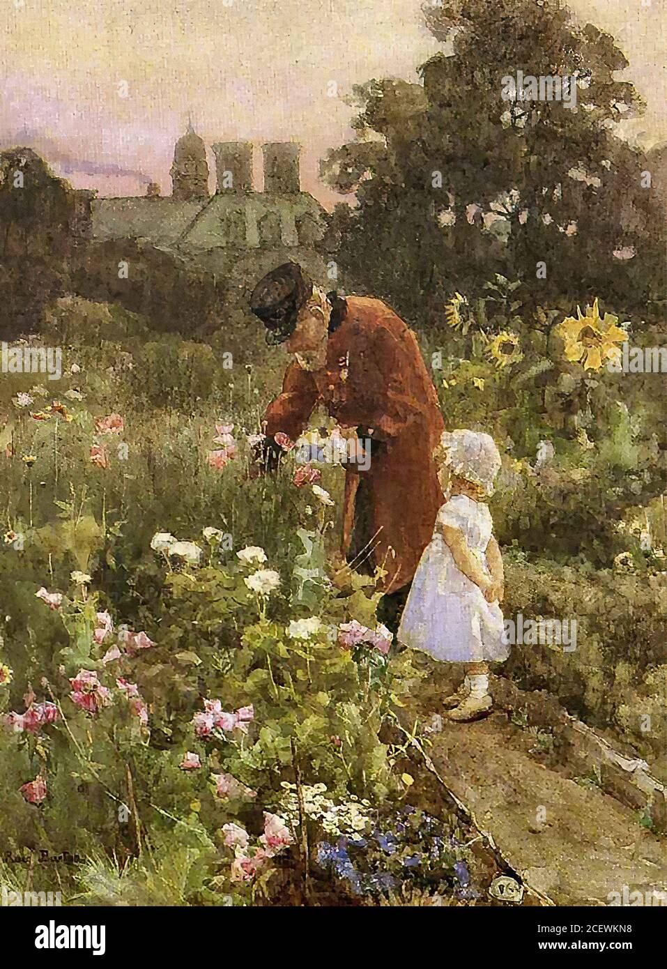 Barton Rose Maynard - Grandpa's Garden - British School - 19e siècle Banque D'Images