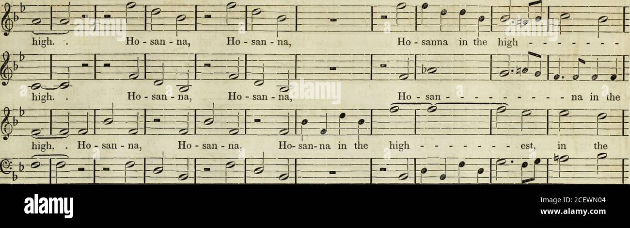 . Le livre de l'hymne de Boston : être une sélection d'hymnes, de collectionne, de mottets et d'autres pièces de set. Le ciel et la terre sont pleins de ton glo - - Ry. La gloire te soit. 0 Seigneur, le plus haut, O Seigneur, le plus 219. mmm le haut. Ho - san - na, Ho - san - na, Ho-san-na dans le haut ttnSanttno. Soli. -S^ES: f-F-- l5^—»-m- est. r~— —^1 —f- 1—^-|—I — — 1 • ^ Bénédé est celui qui vient au nom du Seigneur, qui vient au nom du Seigneur. Banque D'Images