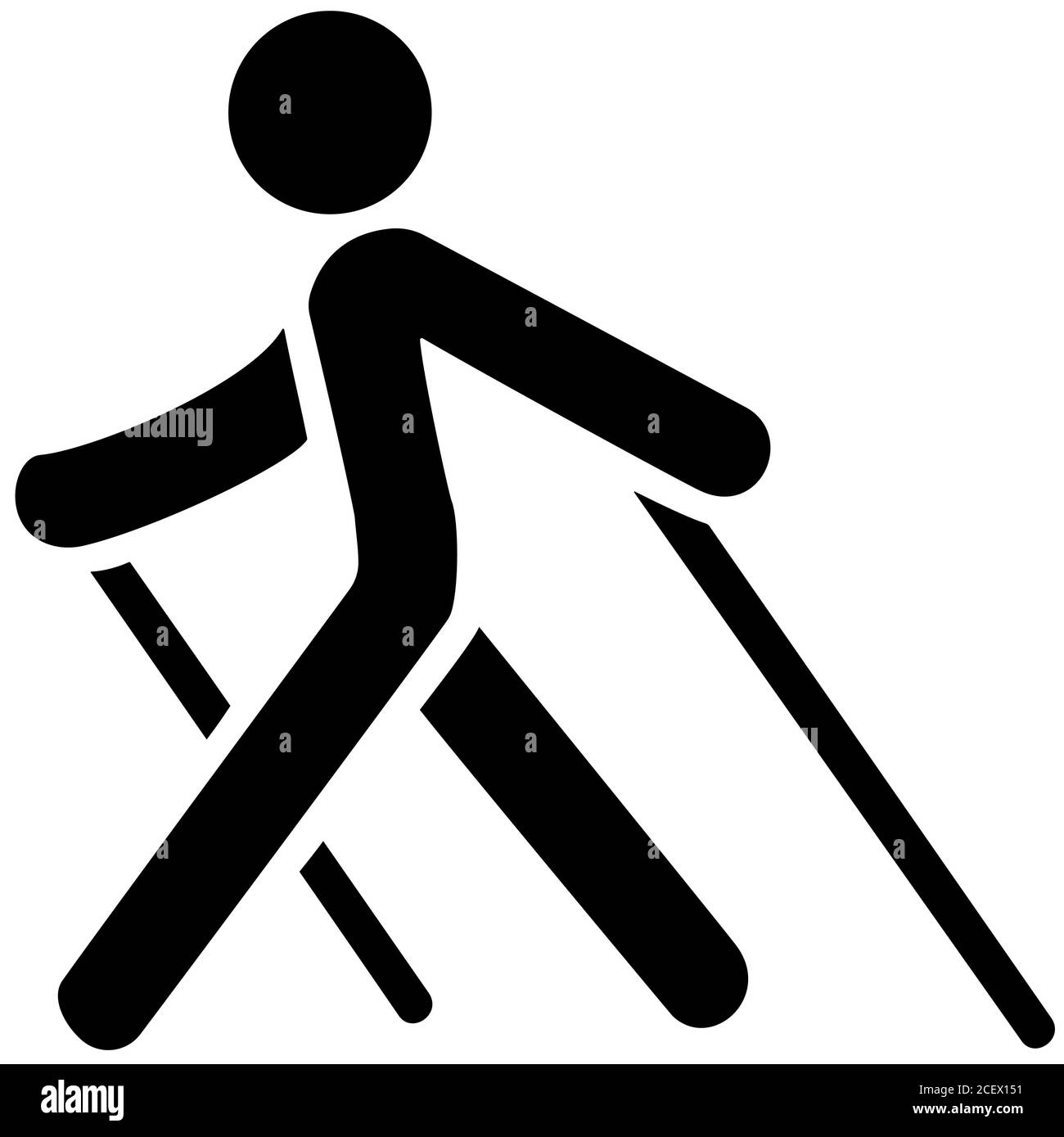 Icône de marche nordique noire sur fond blanc. Illustration de l'EPS 10 Banque D'Images