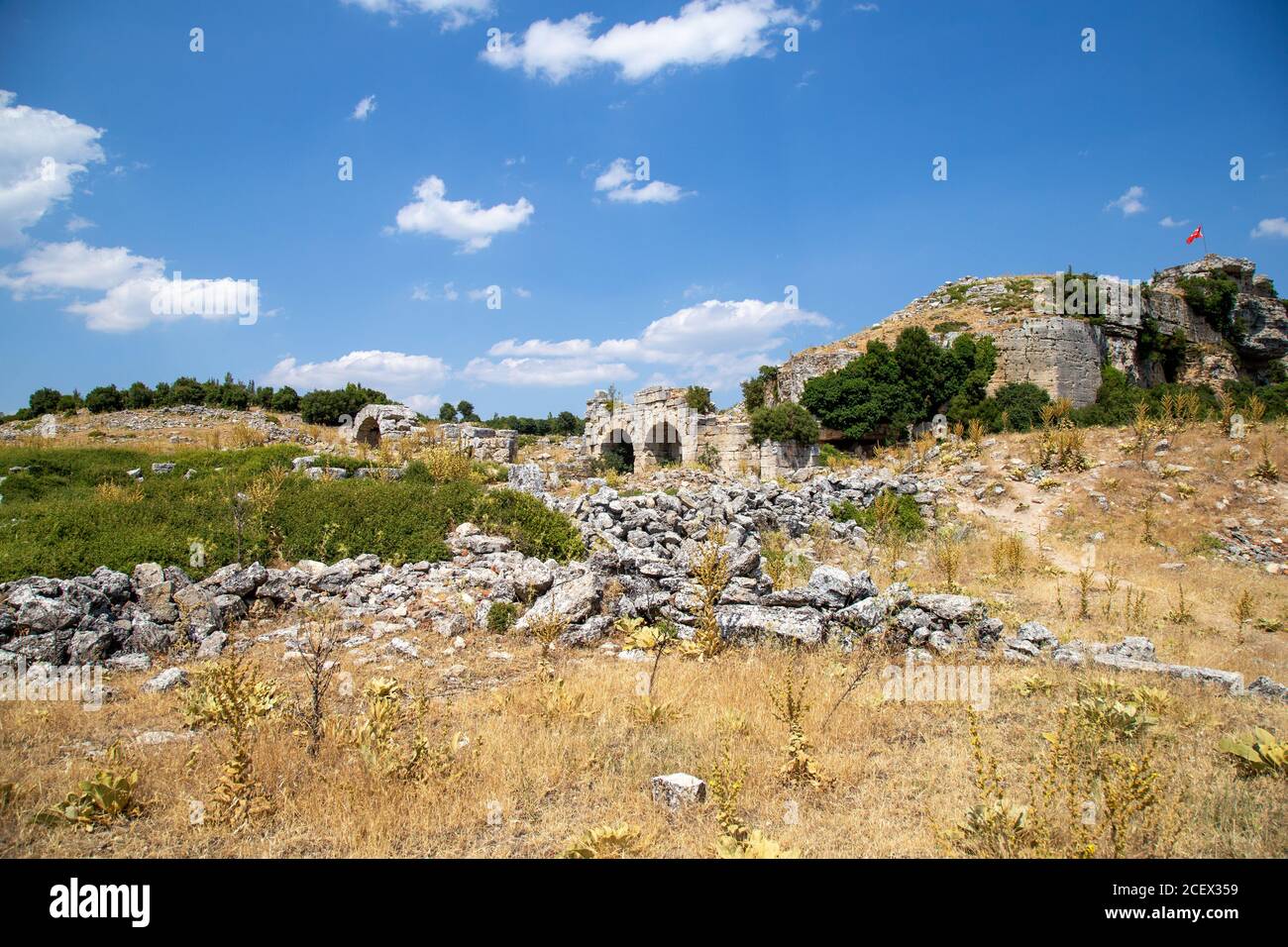 Vue de la ville antique de Kremna à Bucak, Burdur - Turquie. Banque D'Images