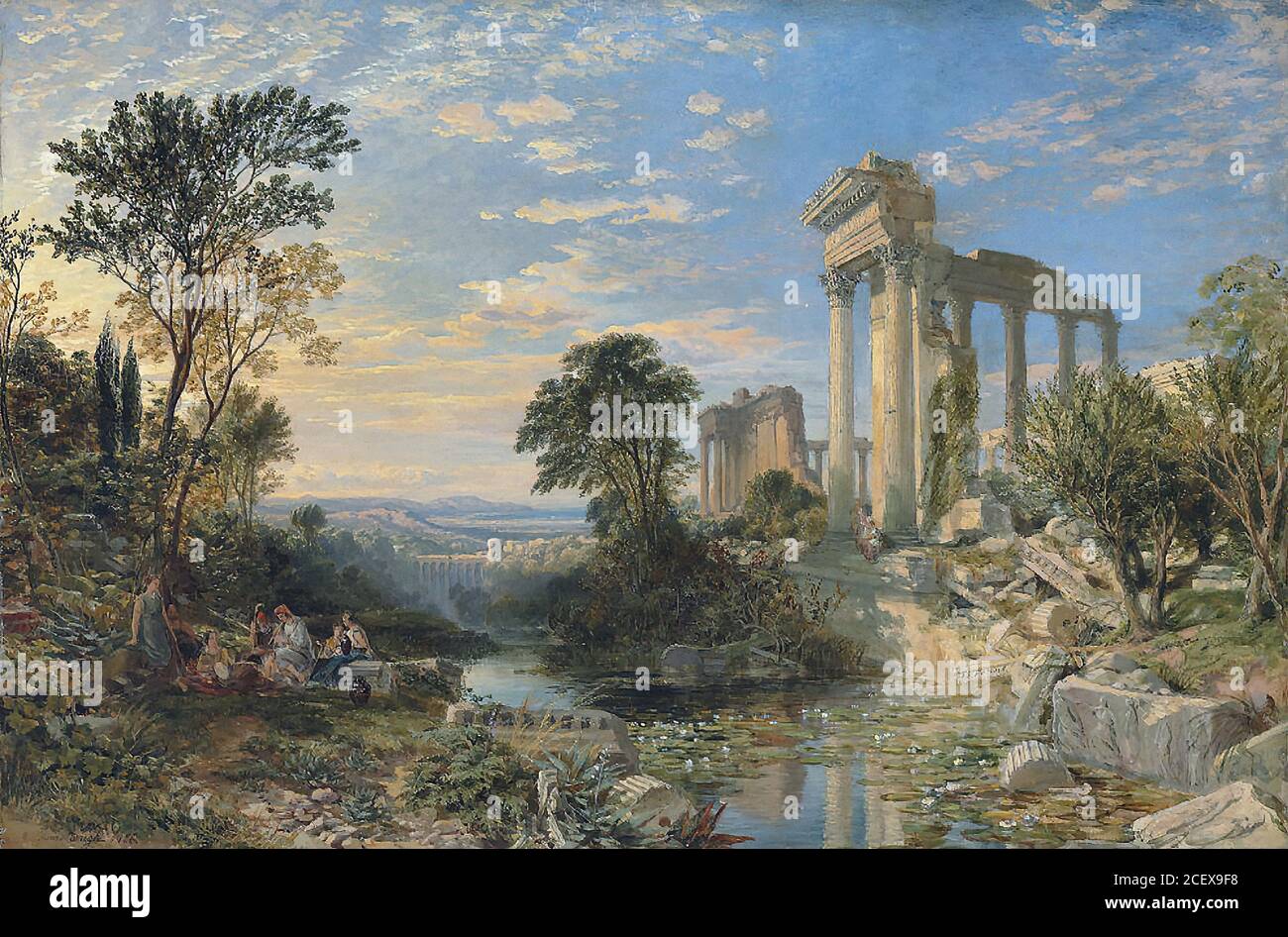 Bough Samuel - Figures dans un paysage classique - Anglais École - 19e siècle Banque D'Images